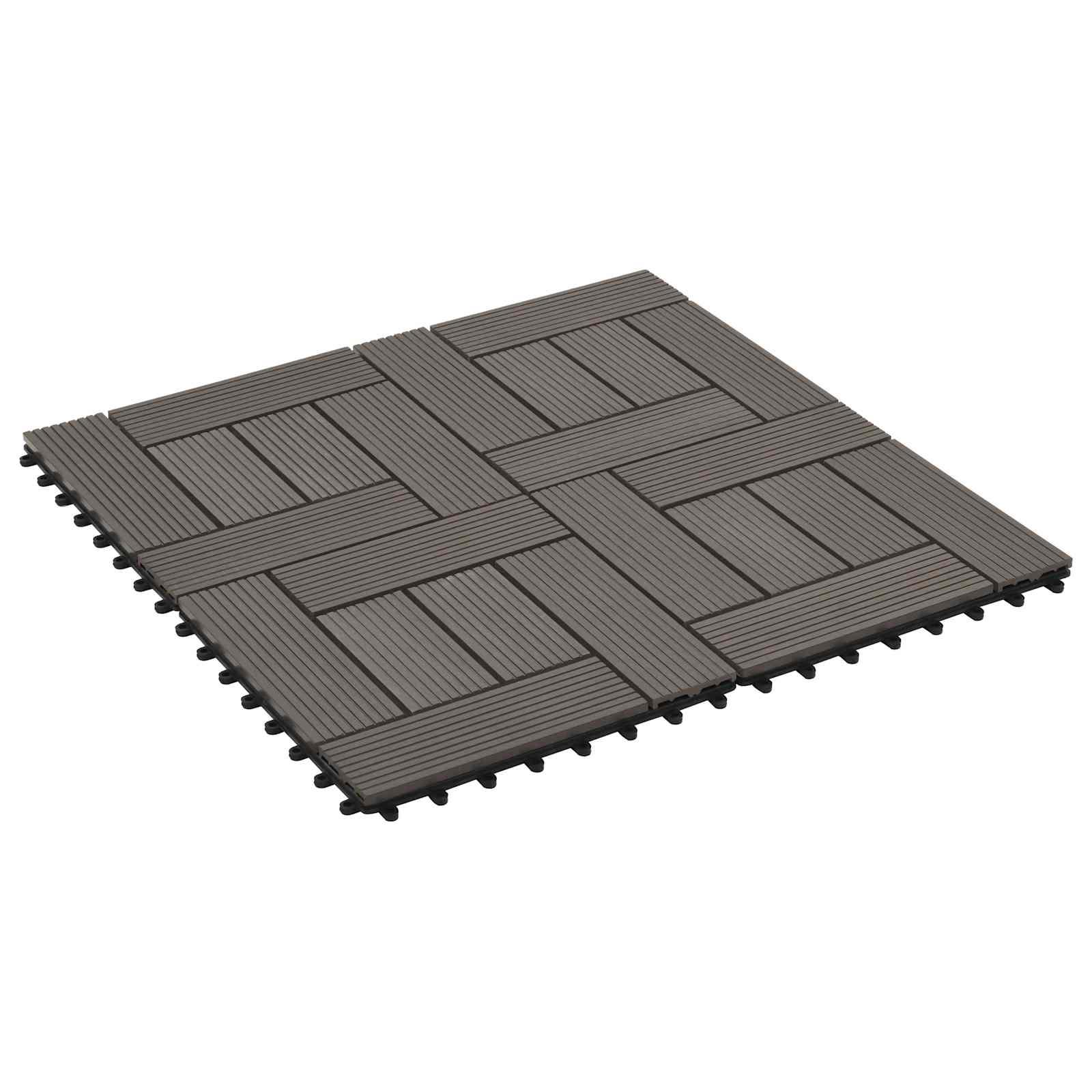 Terrasse Flise 22 stk Mørk Brun 30 x 30 cm WPC