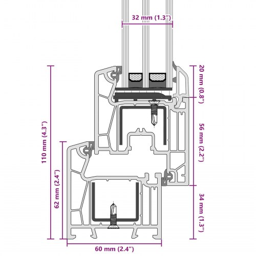 Kældervindue 110 × 40 cm i PVC og glas - hvid, vippe/dreje