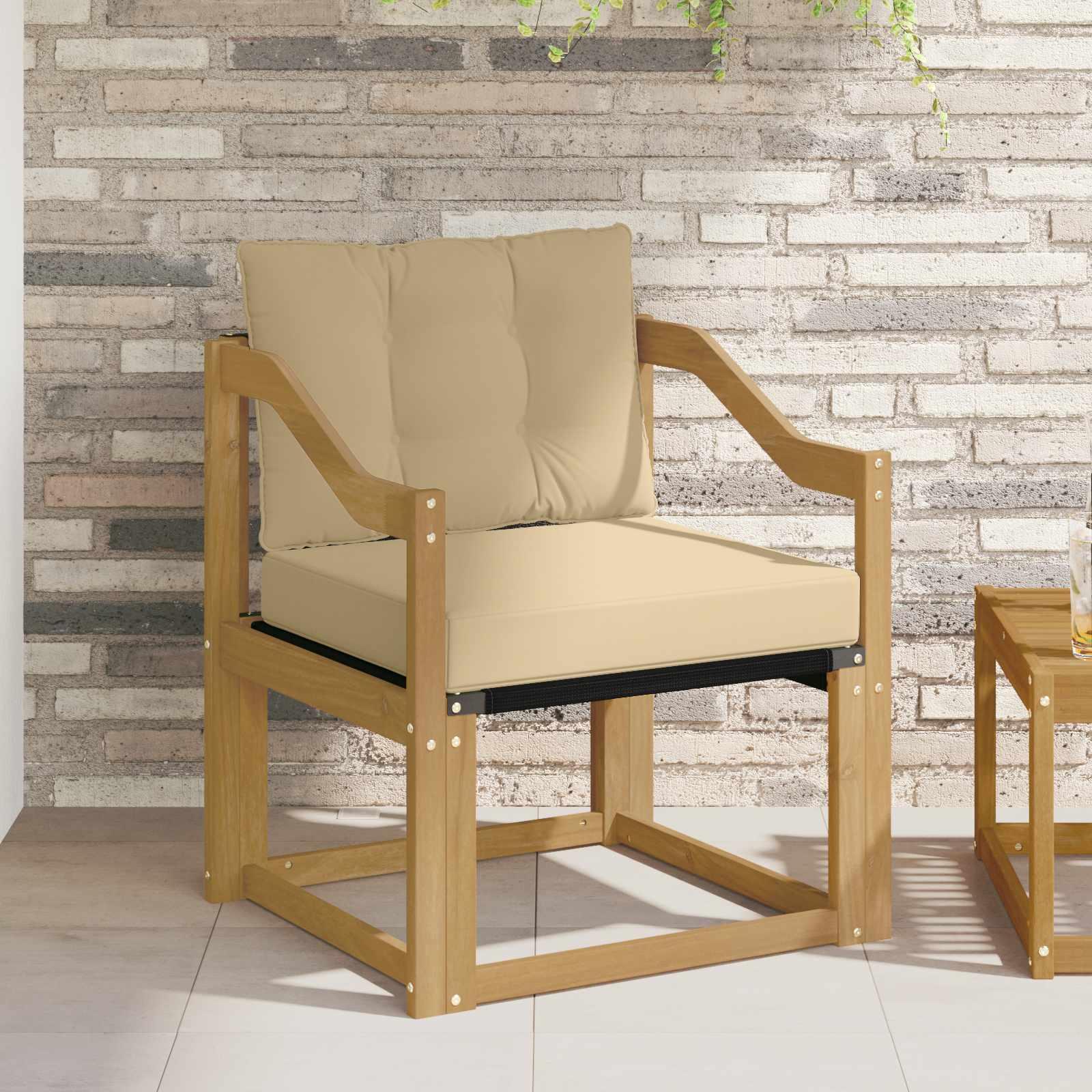 Udendørs sofa Massivt Akacietræ Hvid og beige