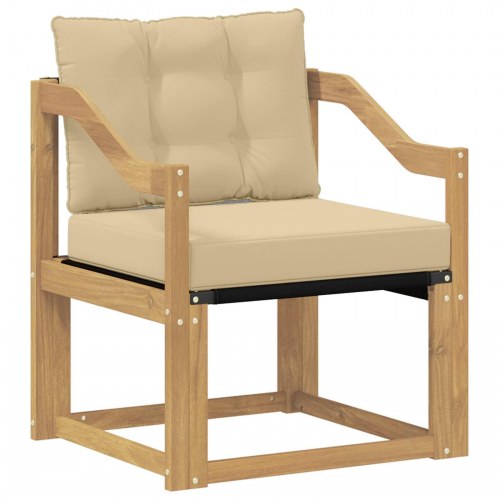 Udendørs sofa Massivt Akacietræ Hvid og beige