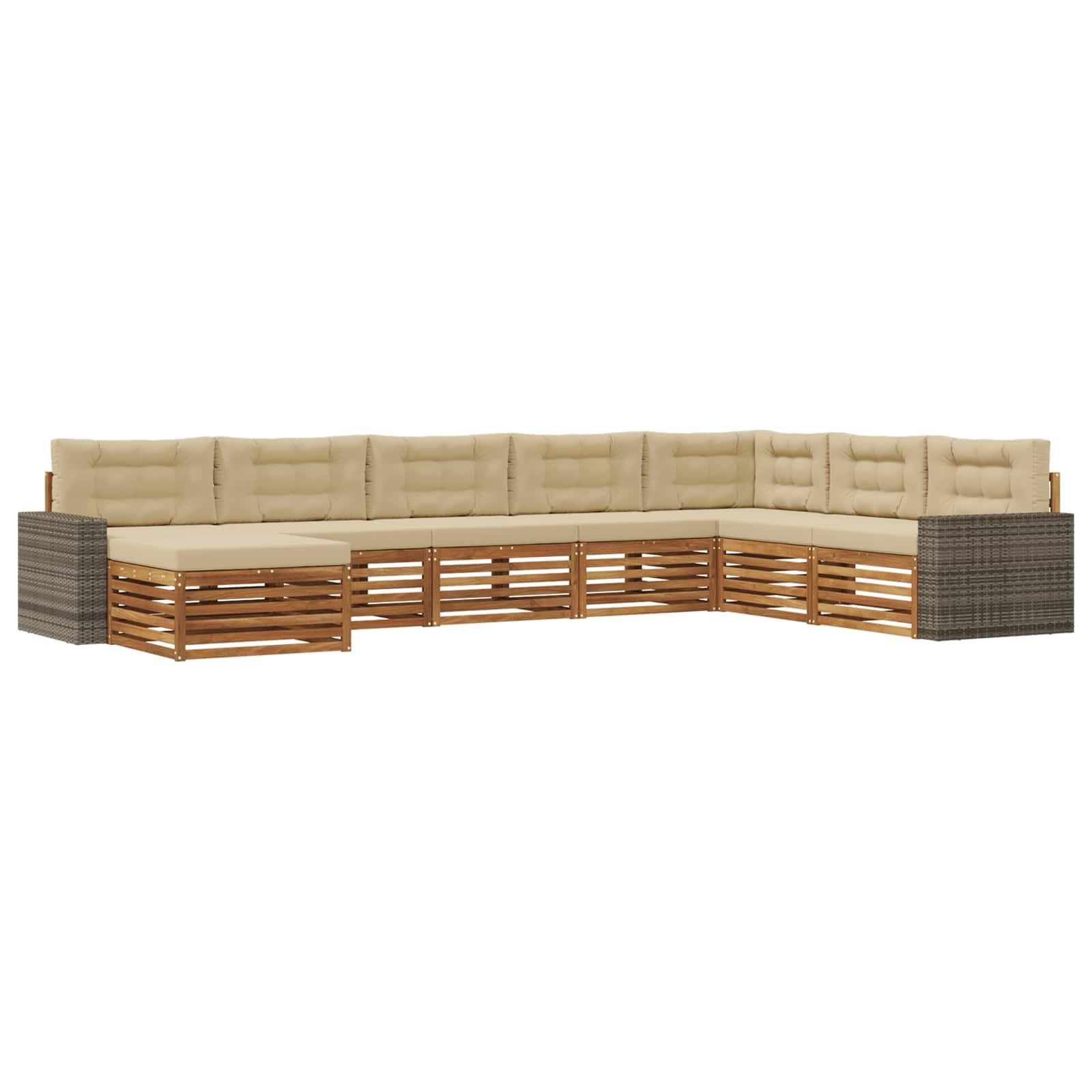 UdendÃ¸rs sofagruppe med pude 8 stk Naturlig og Beige