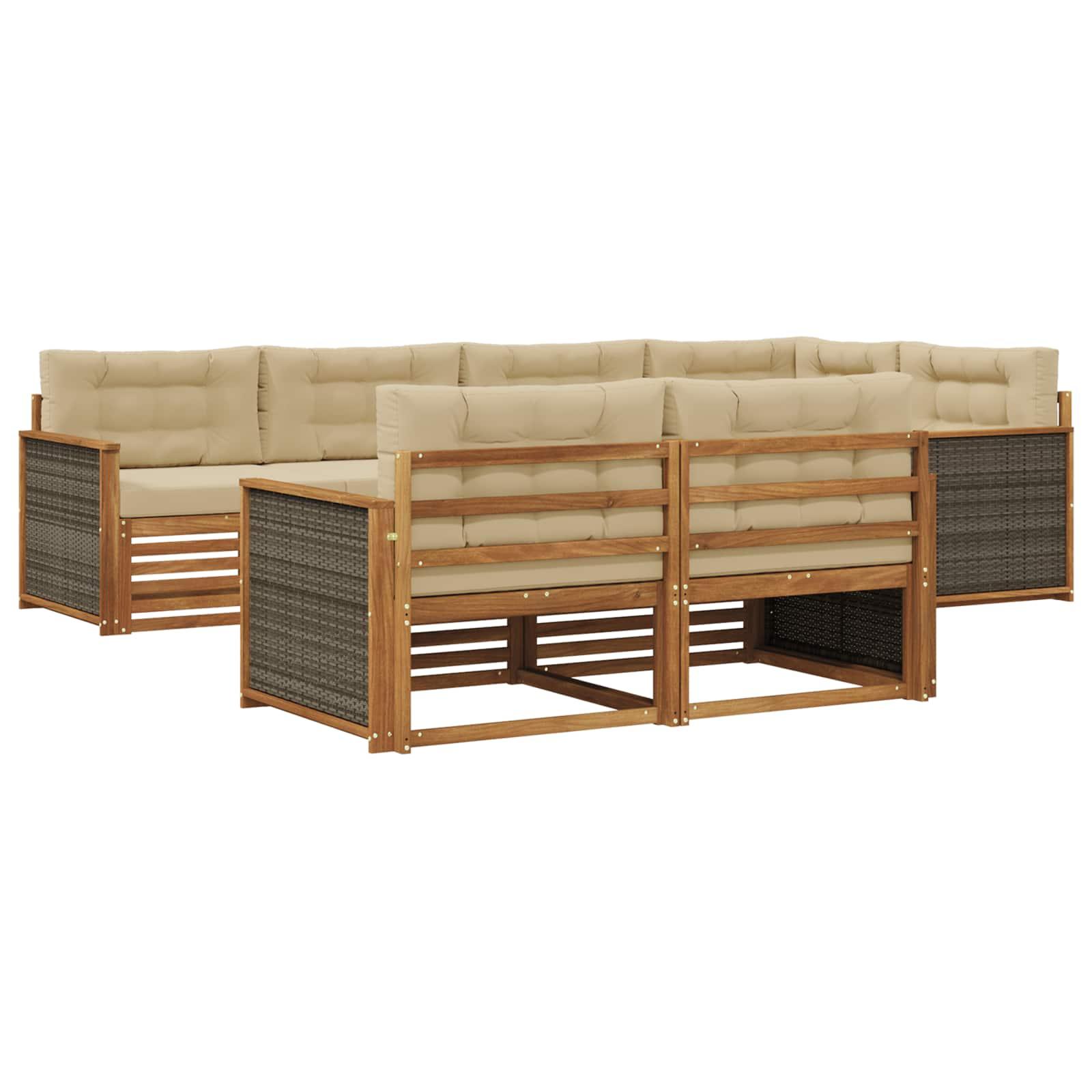 UdendÃ¸rs sofagruppe med pude 7 stk Naturlig og Beige