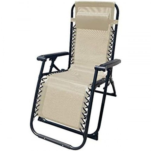 Marbueno Polstret campingstol/solstol - beige, foldbar nul-tyngdekraft (OUTLET D)