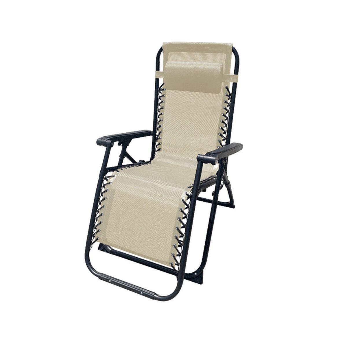 Marbueno Polstret campingstol/solstol - Beige, foldbar nul-tyngdekraft (OUTLET A)