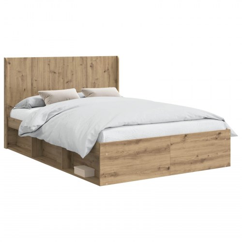 Sengestel med opbevaring og hovedgærde Artisan-eg 150 x 200 cm
