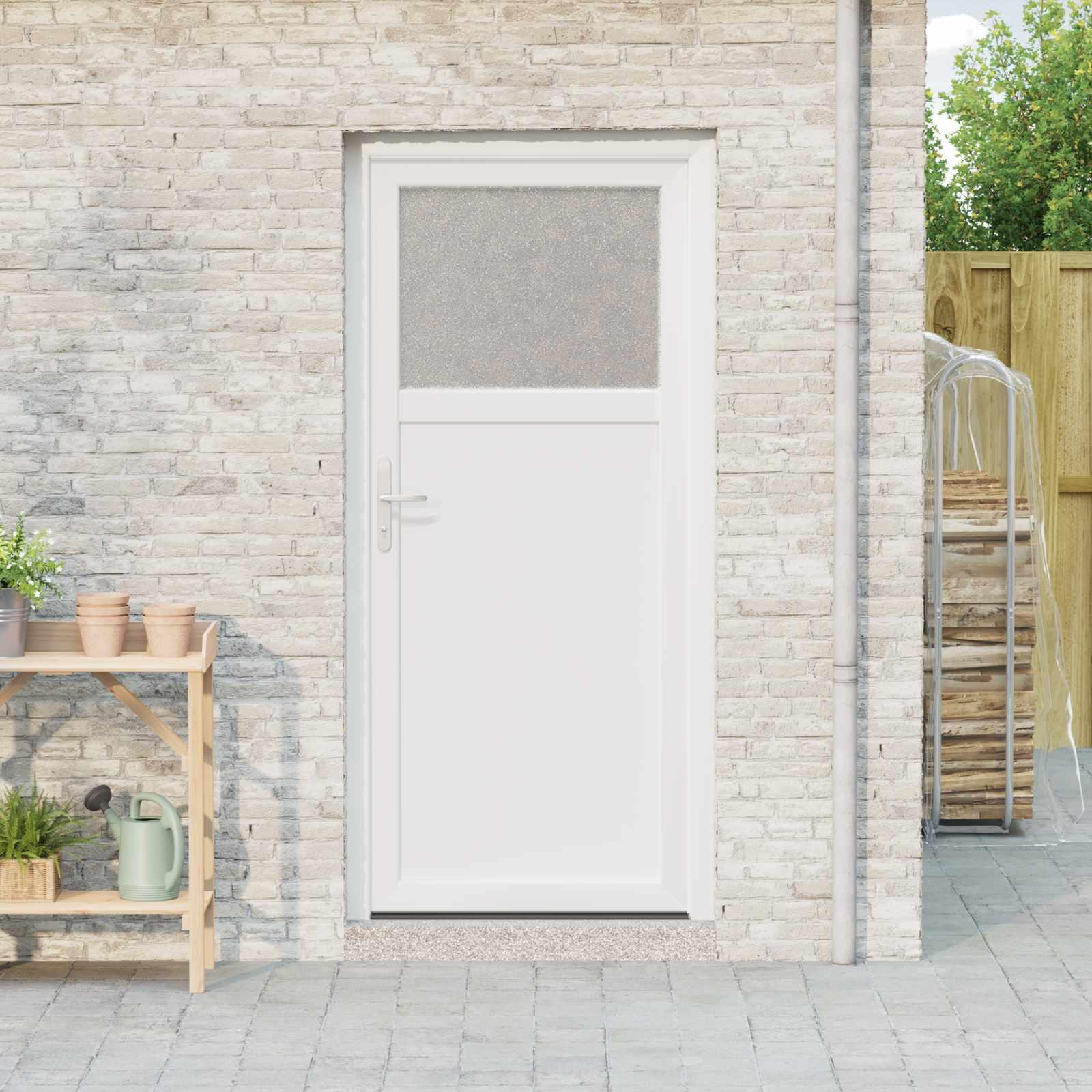 Sideskabsdør Hvid 98 x 198 cm PVC