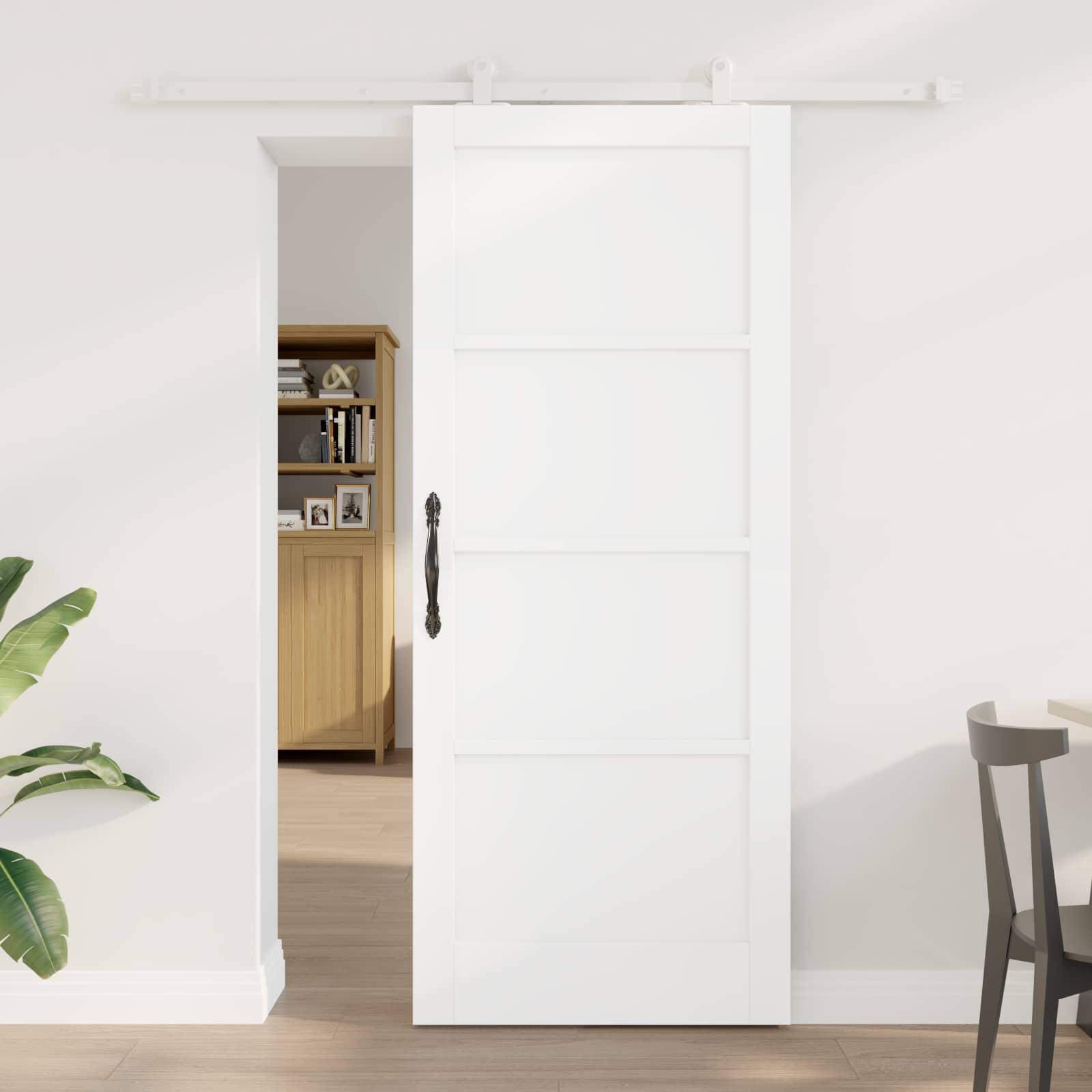 vidaXL Skydedør Hvid 83 x 202 cm Massivt fyrretræ