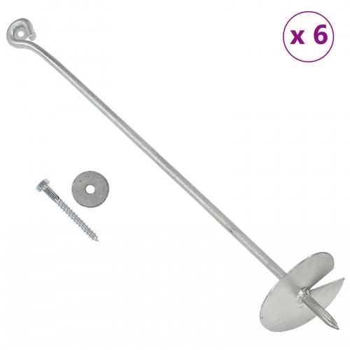 Jordanker 6 stk Sølv Ø10 x 60 cm Galvaniseret metal