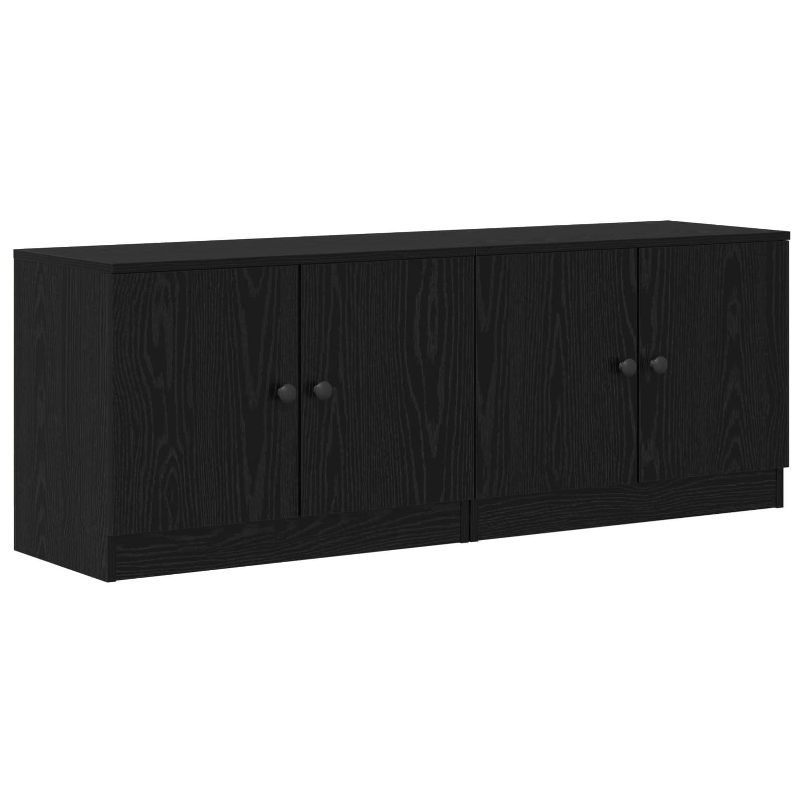 Sengeskab med dør 2 stk Sort Eg 66 x 35 x 48 cm Konstrueret træ