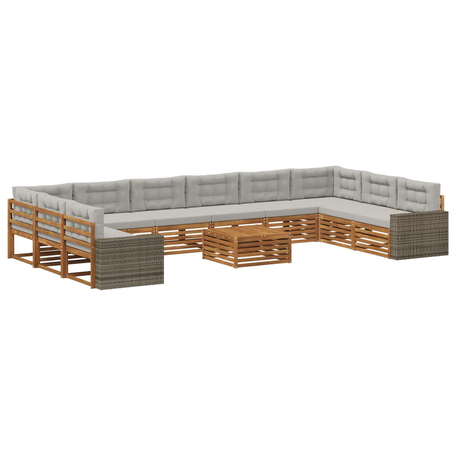 Sofasæt til terrasse - 11 dele med puder i massivt akacietræ