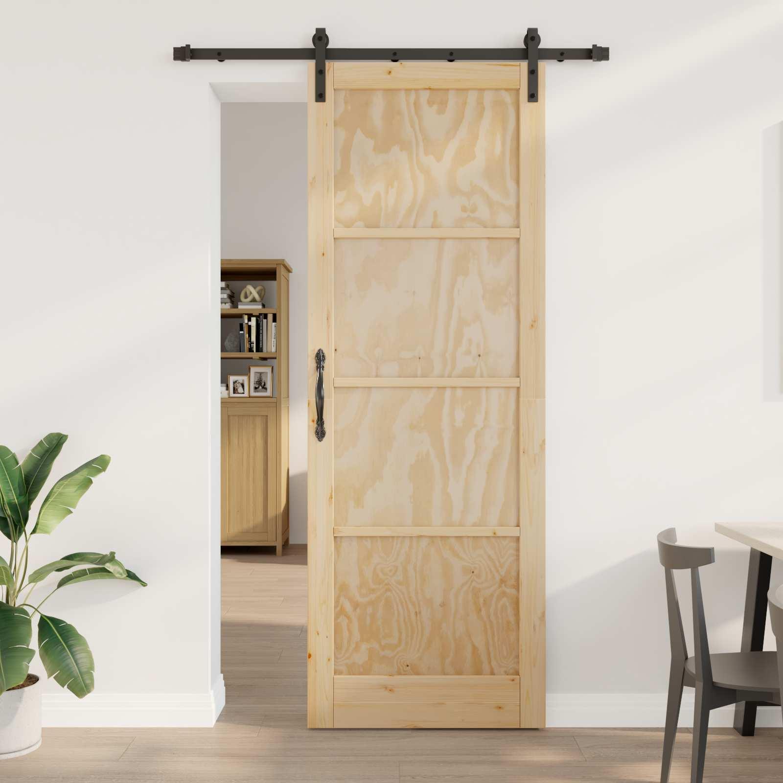 Skydedør Naturfarvet 83 x 232 cm Massivt fyrretræ
