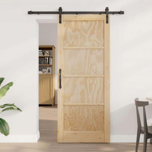 Skydedør Naturfarvet 83 x 202 cm Massivt fyrretræ