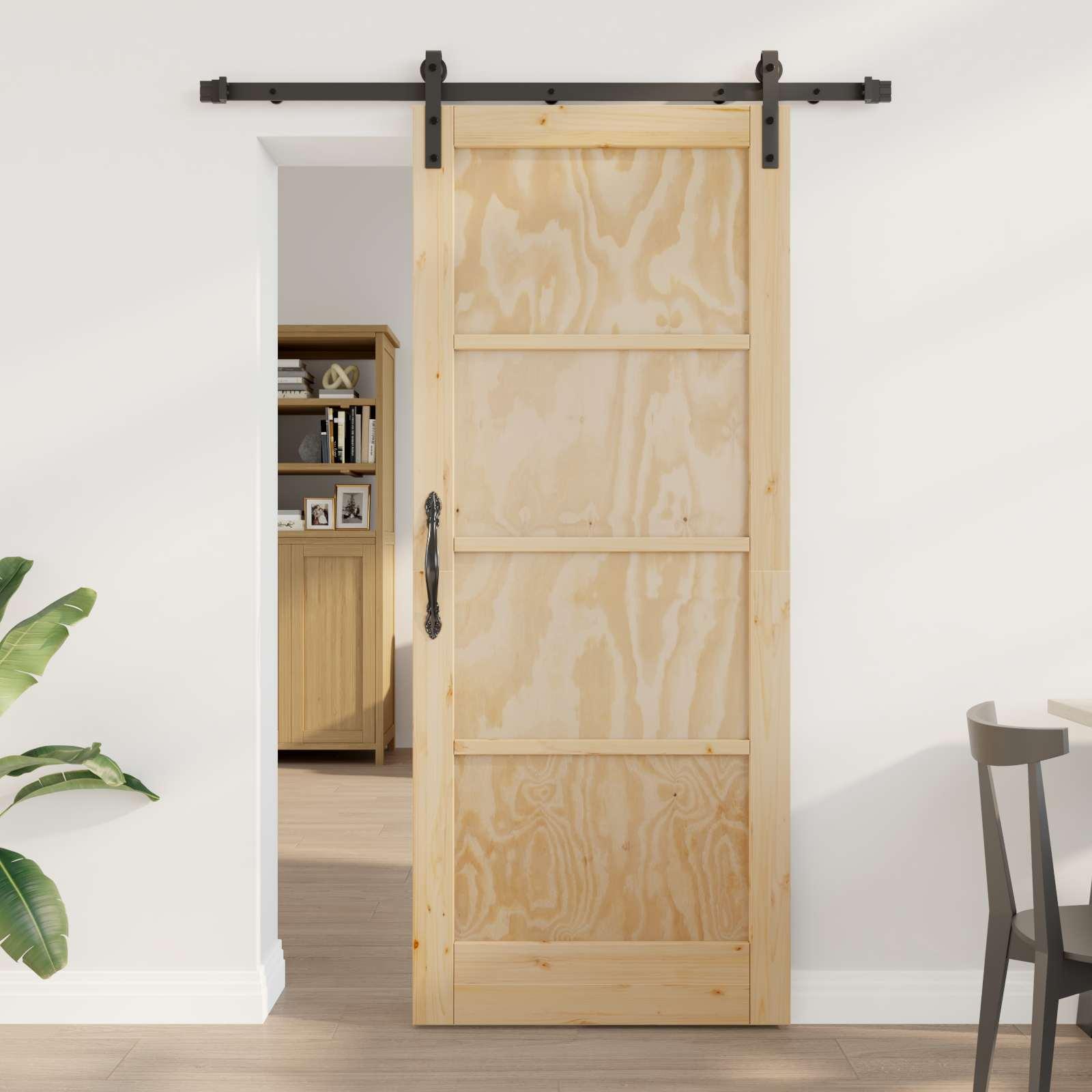 Skydedør Naturfarvet 83 x 202 cm Massivt fyrretræ
