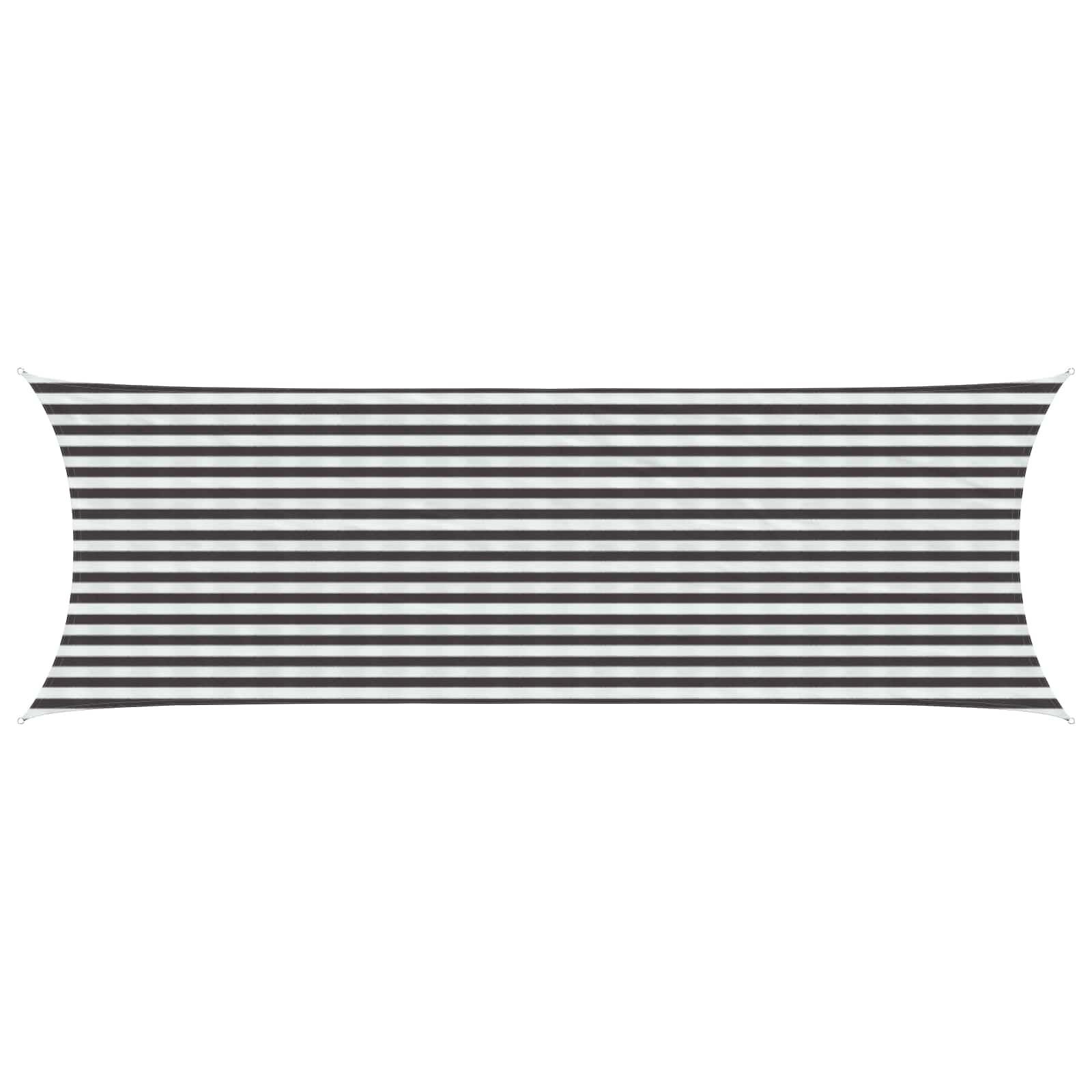 Solsejl Anthracit og hvid 2 x 6 m HDPE