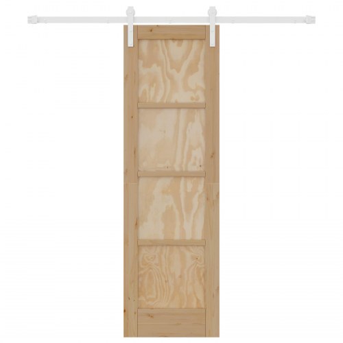 Skydedør Natur og hvid 61 x 198,5 cm Massivt fyrretræ