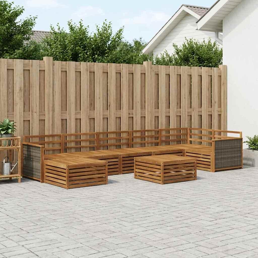 Udendørs sofagruppe i akacietræ - 8 dele, naturfarvet