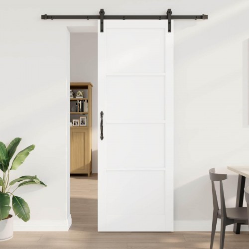 Skydedør Hvid og sort 83 x 232 cm Massivt fyrretræ