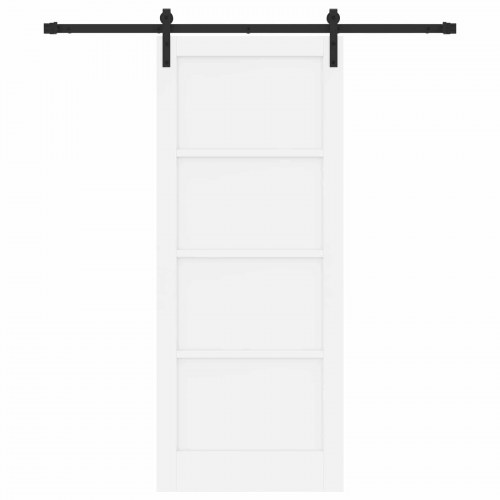 Skydedør Hvid og sort 83 x 202 cm Massivt fyrretræ