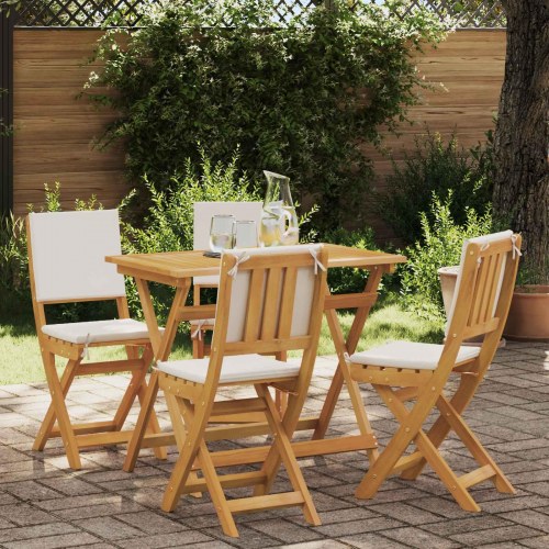 Udendørs Bistro Stole med pude 4 stk Cremehvid 38 x 46 x 85 cm