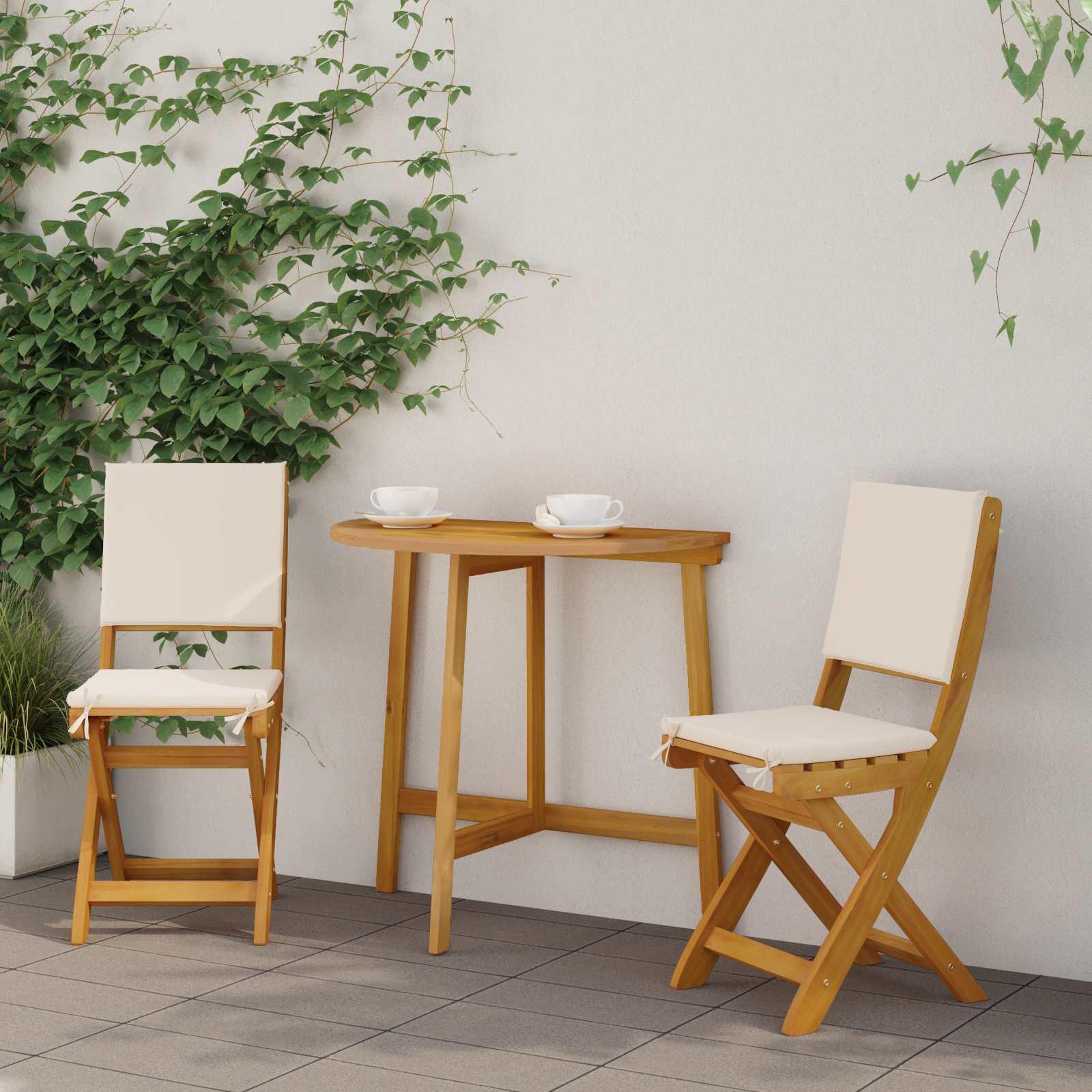 Udendørs Bistro Stole med pude 2 stk Cremehvid 38 x 46 x 85 cm