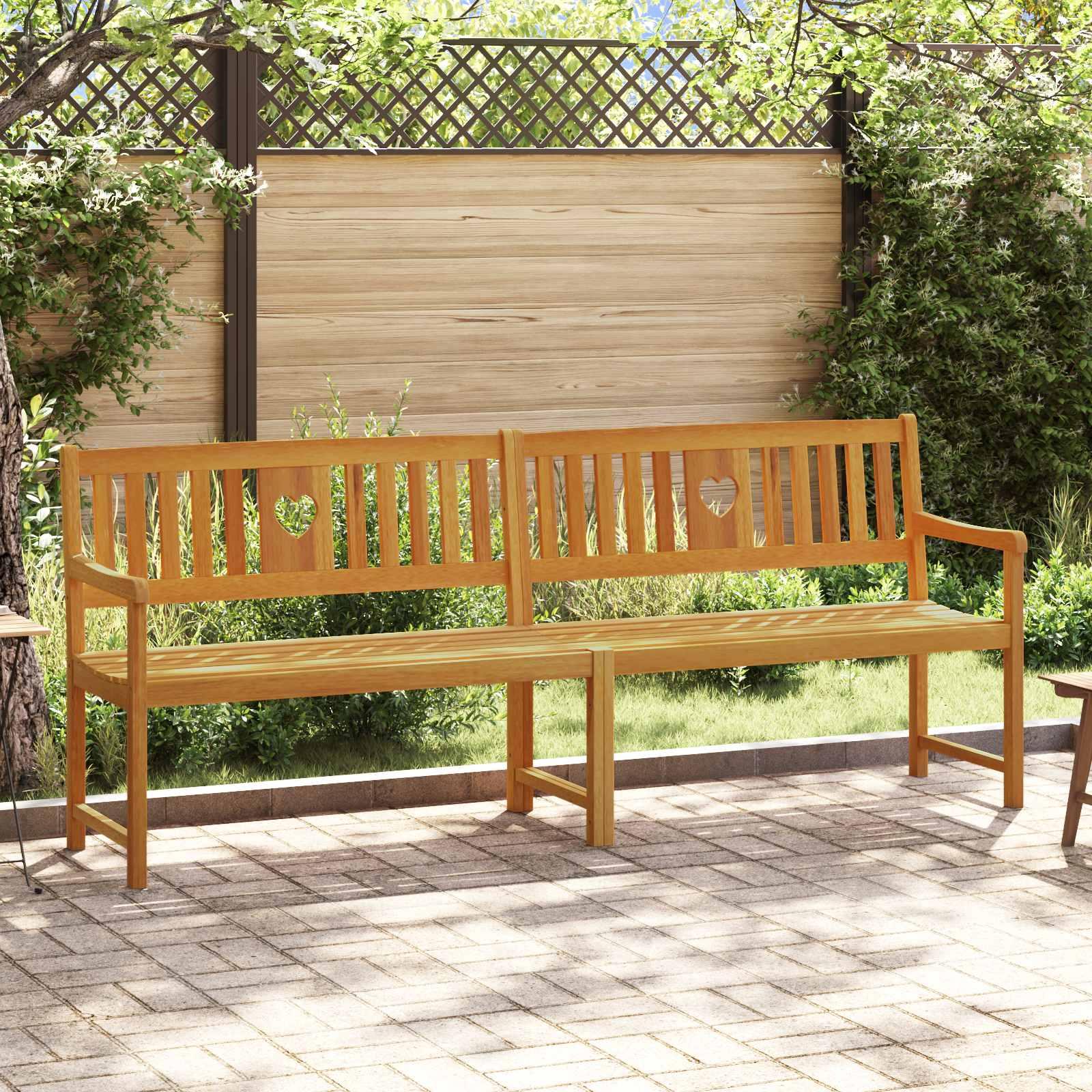 Udendørs bænk Naturfarvet 220 x 55,5 x 90 cm Massivt Akacietræ