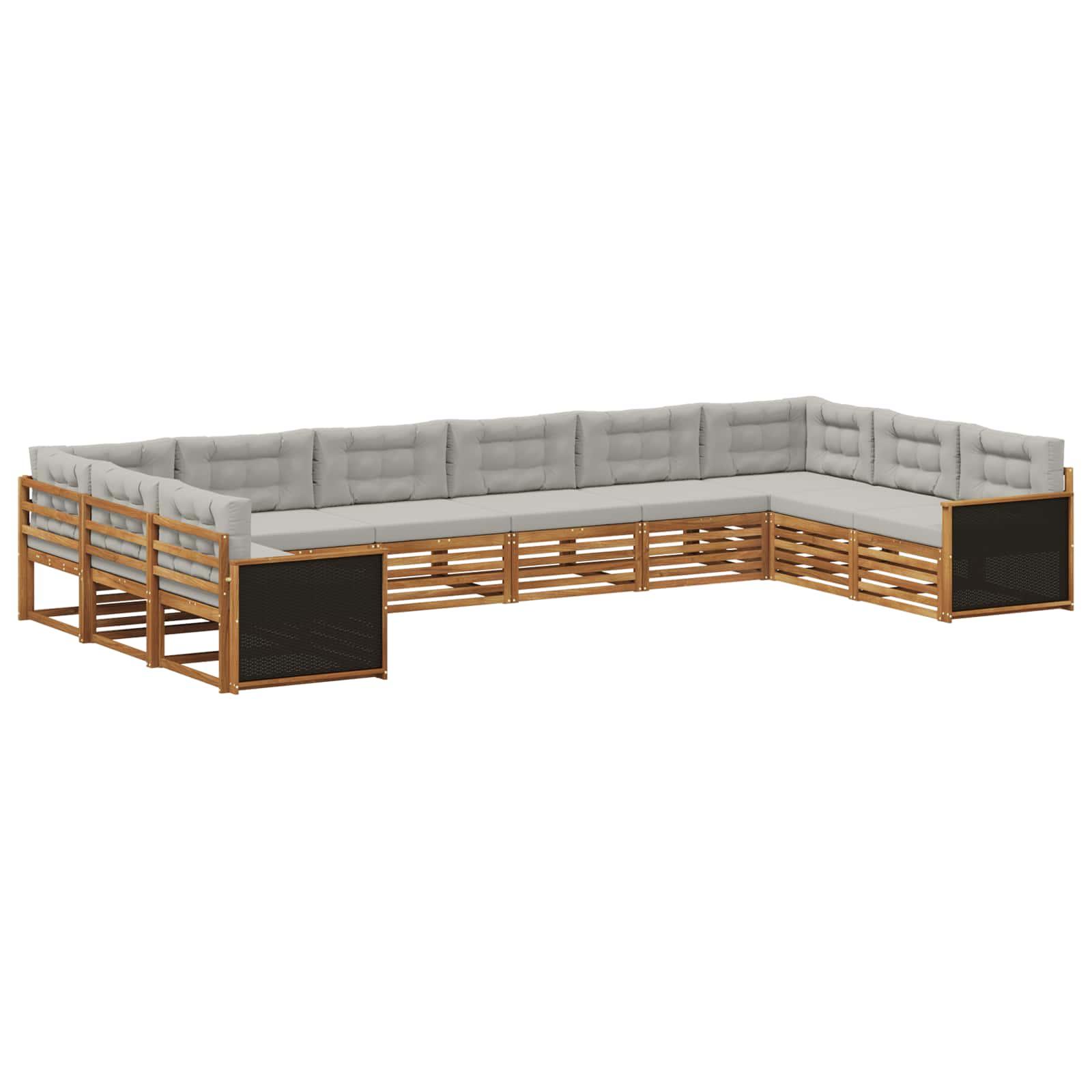 Sofasæt til terrasse - 10 dele i massivt akacietræ med puder