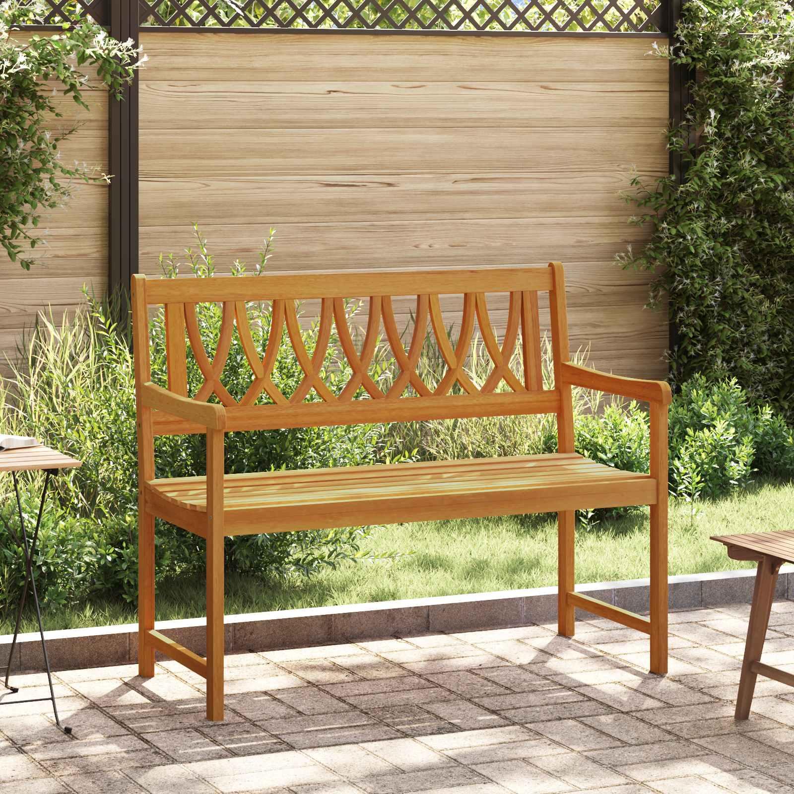 Udendørs bænk Naturfarvet 110 x 55,5 x 90 cm Massivt Akacietræ