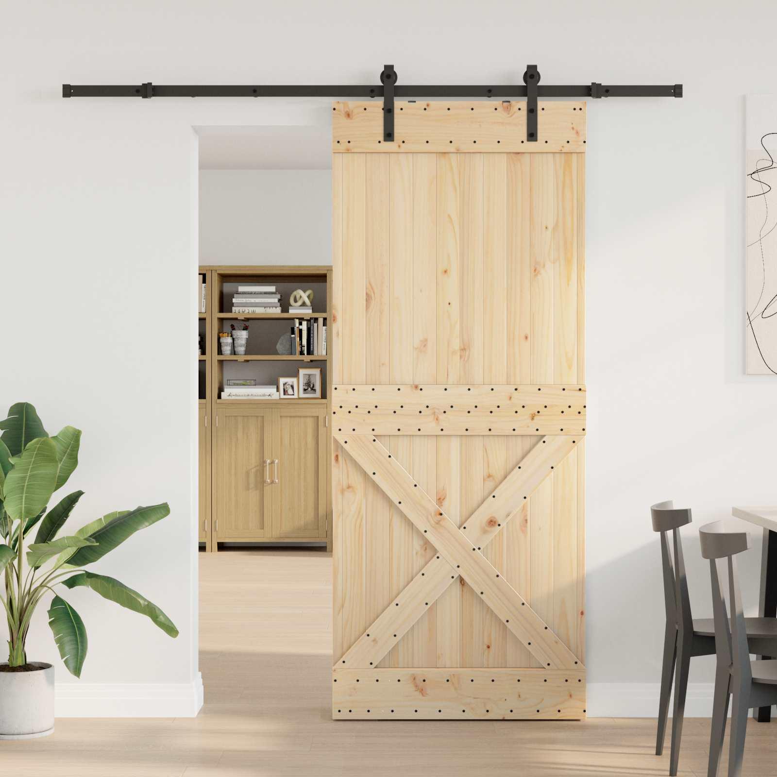 Skydedør NARVIK Naturfarvet og sort 100 x 210 cm (213,5 cm)