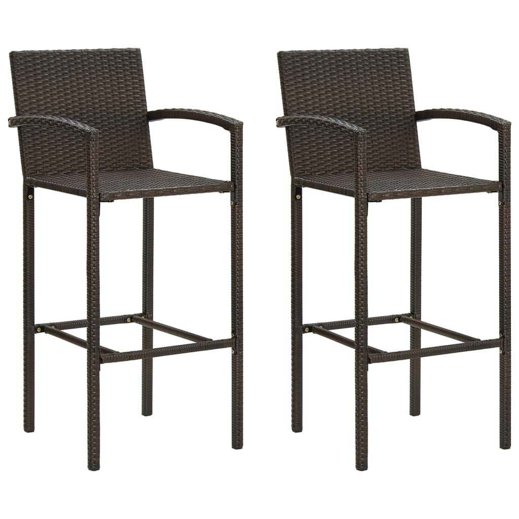 barstole 2 stk. polyrattan brun