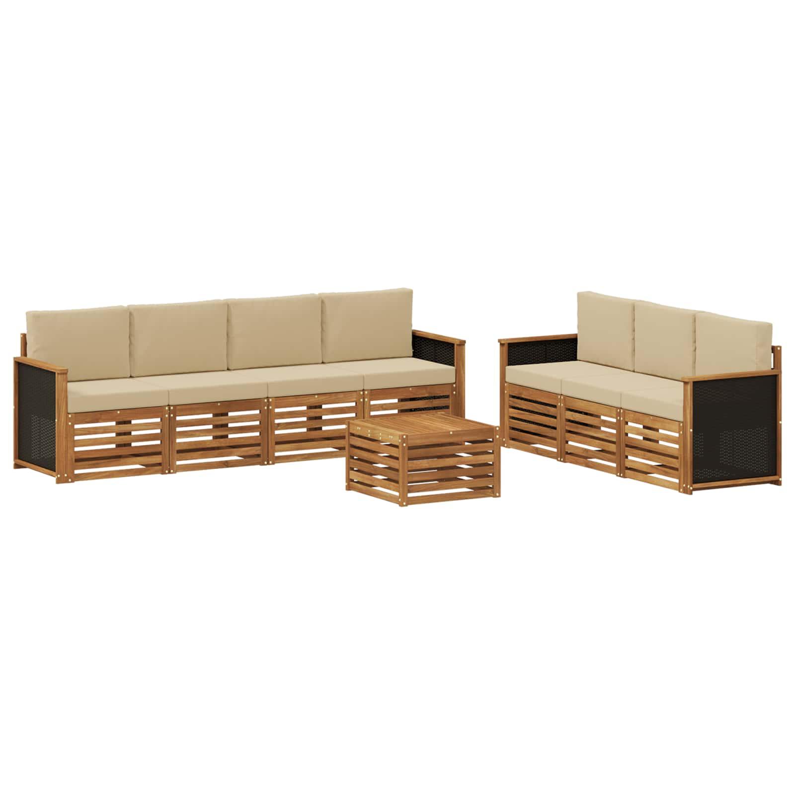 Sofasæt til terrasse - 8 dele med puder i massivt akacietræ