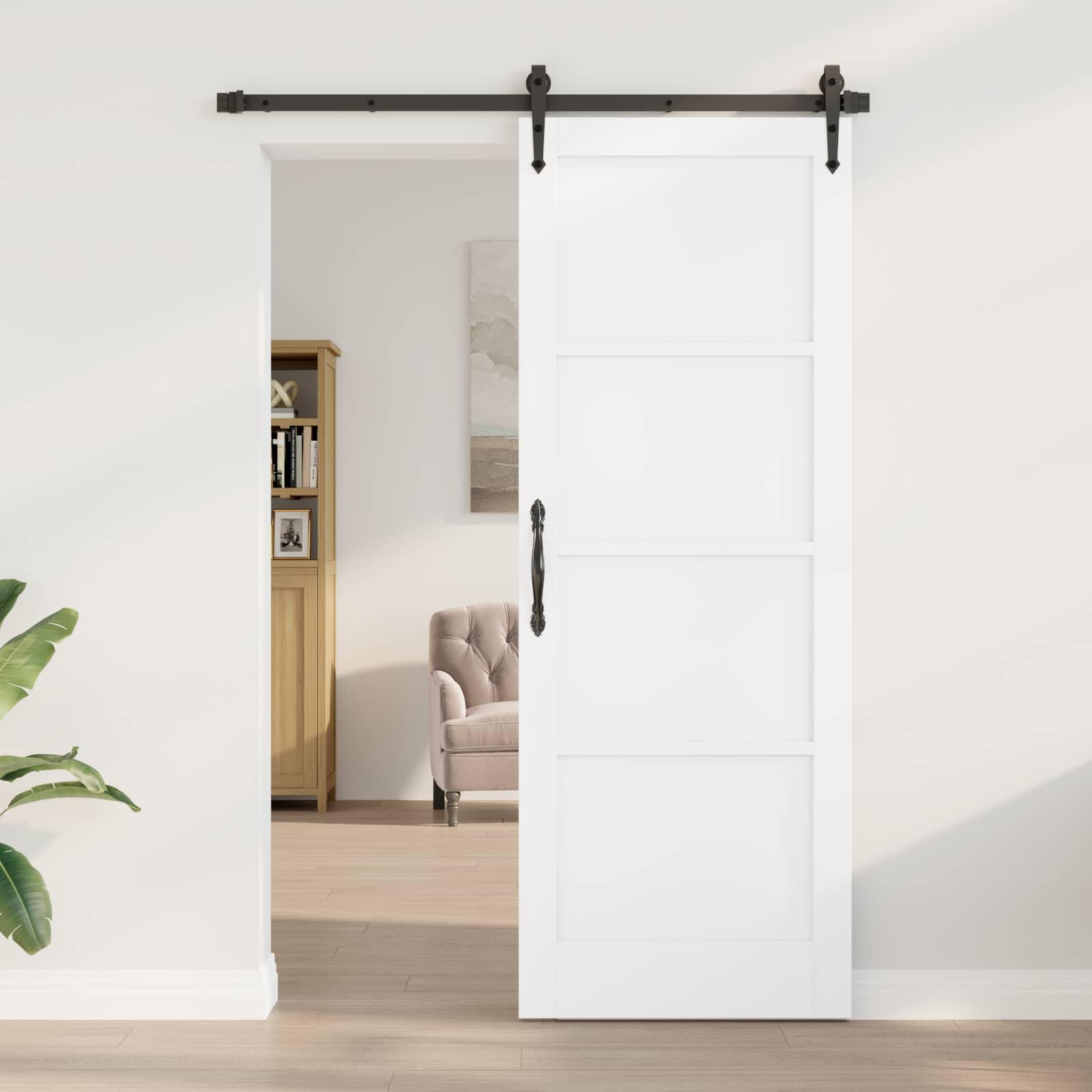 Indvendig skydedÃ¸r hvid 78 Ã 211 cm i krydsfinÃ©r