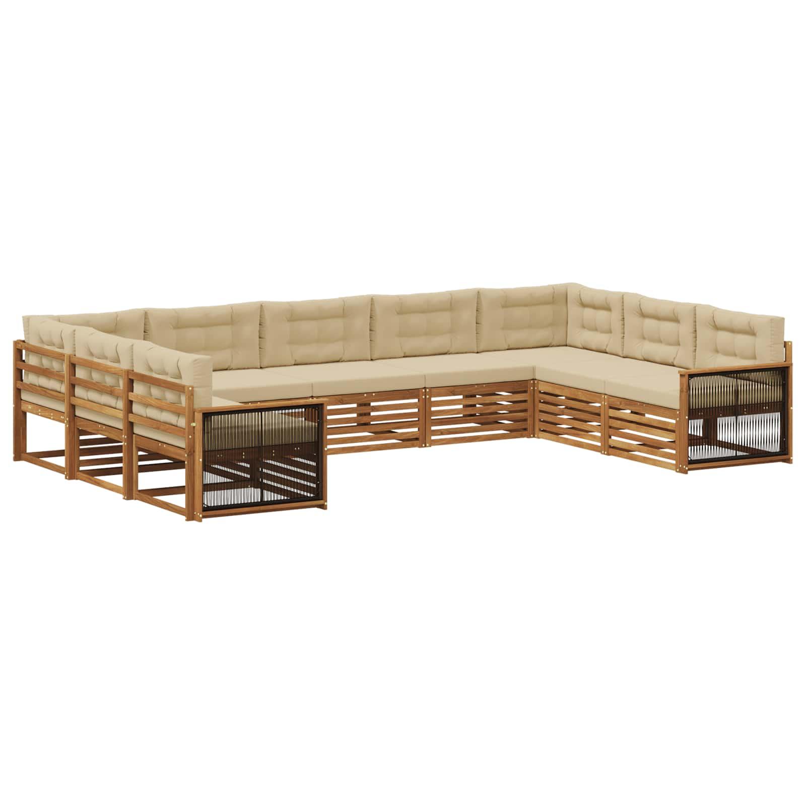 UdendÃ¸rs sofagruppe i massivt akacietrÃ¦ - 9 dele, naturlig/beige