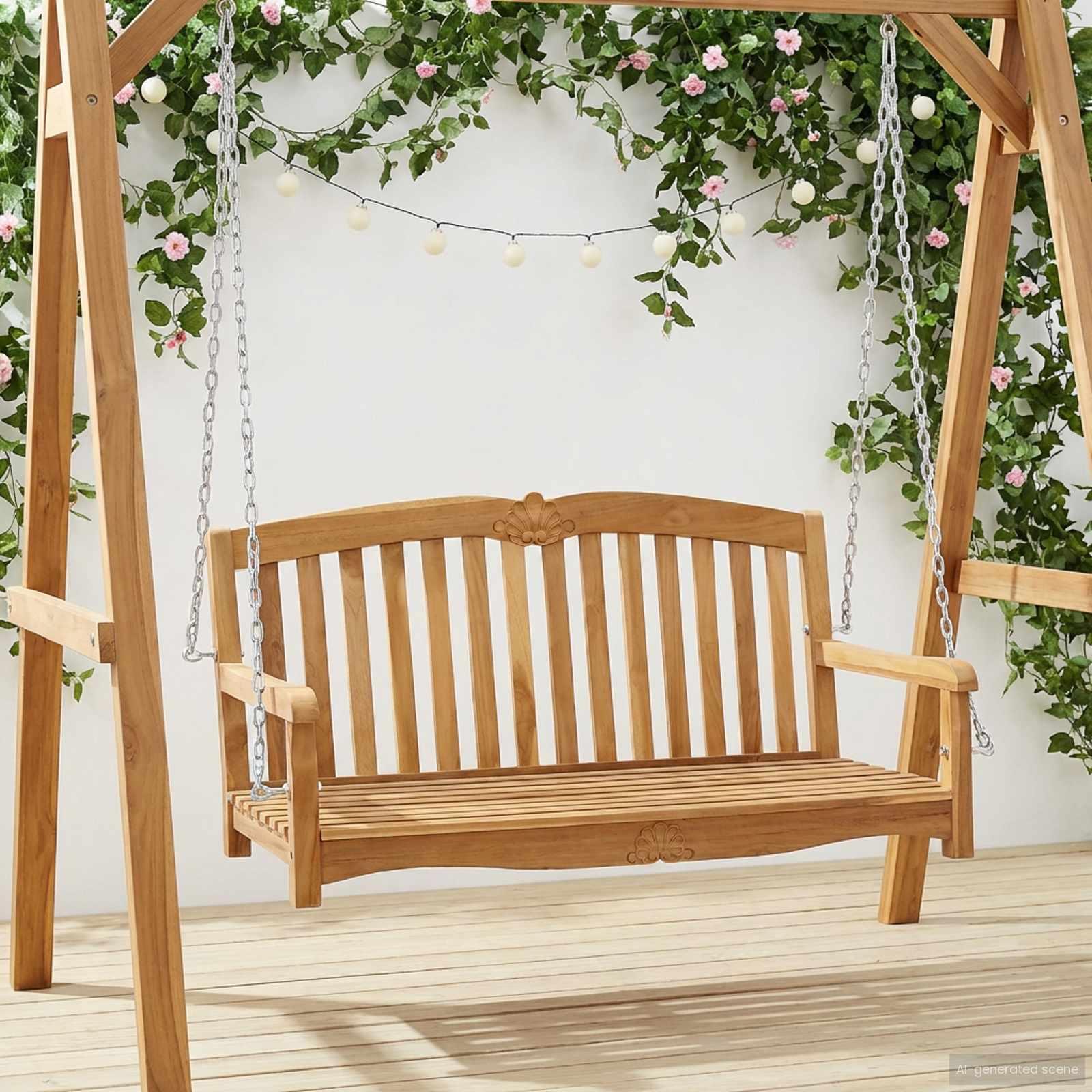 Gyng Bænk Naturfarvet 114 x 60 x 60,5 cm Massiv Teaktræ