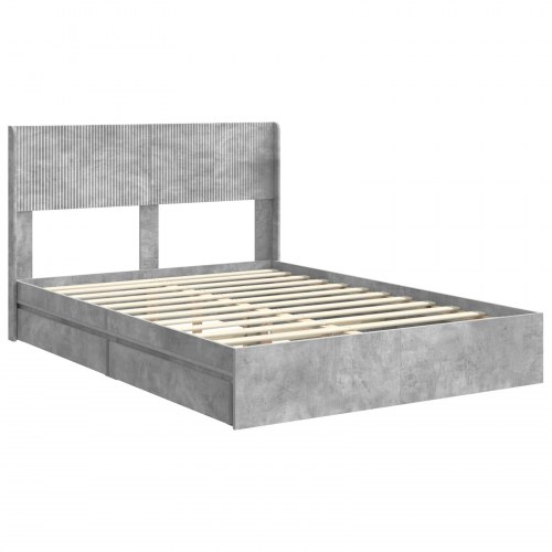 Sengestel med opbevaring og hovedgærde Betongrå 150 x 200 cm