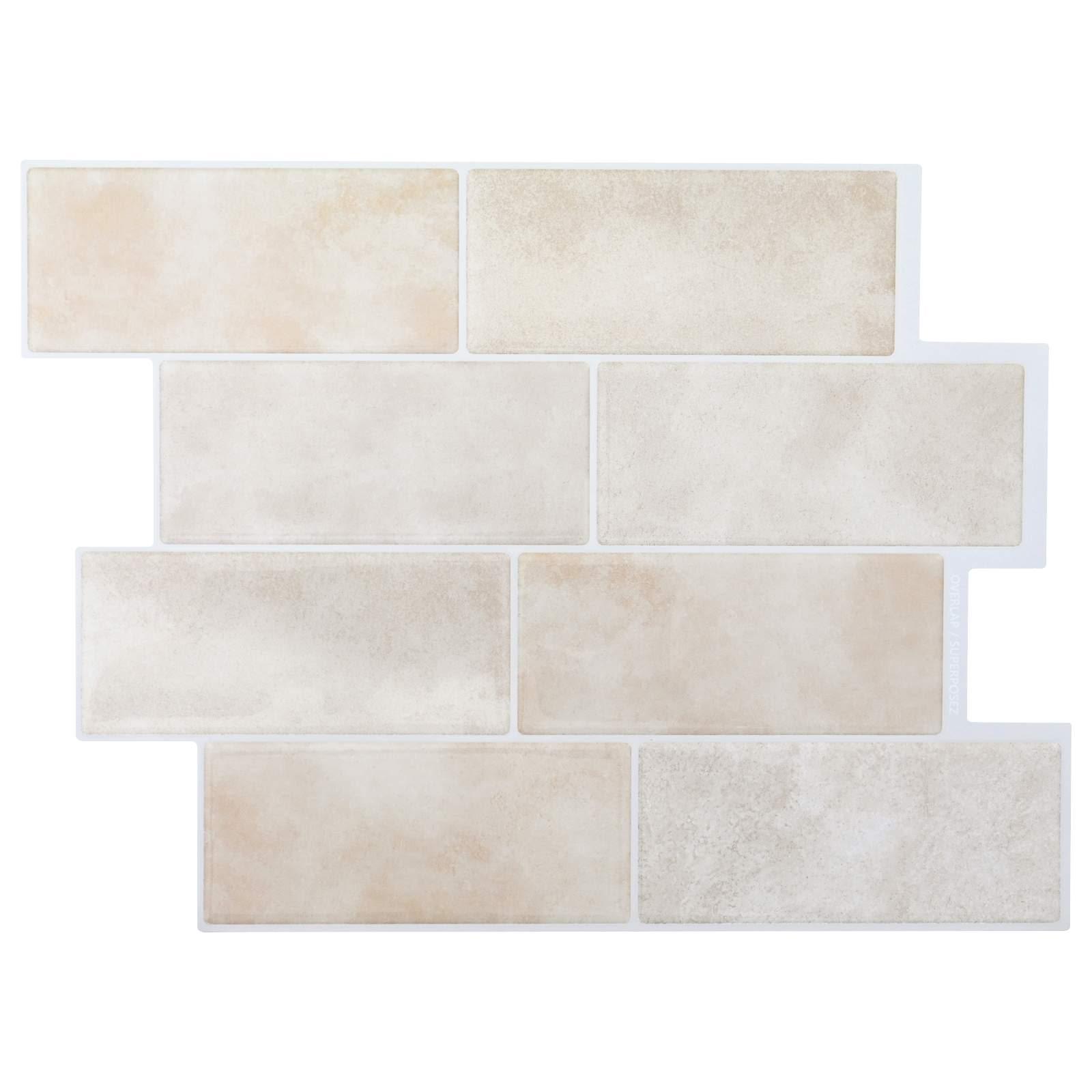 Subway flise 10 stk Beige marmor 29 x 21 cm Polyurethan og PET