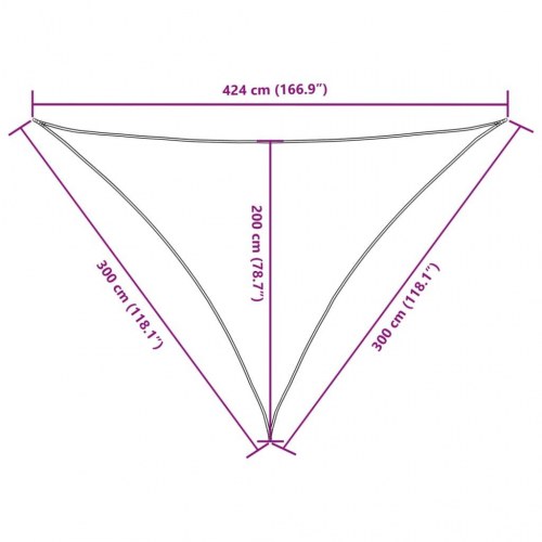 Solsejl trekantet 3 × 3 × 4,24 m - oxfordstof, sort