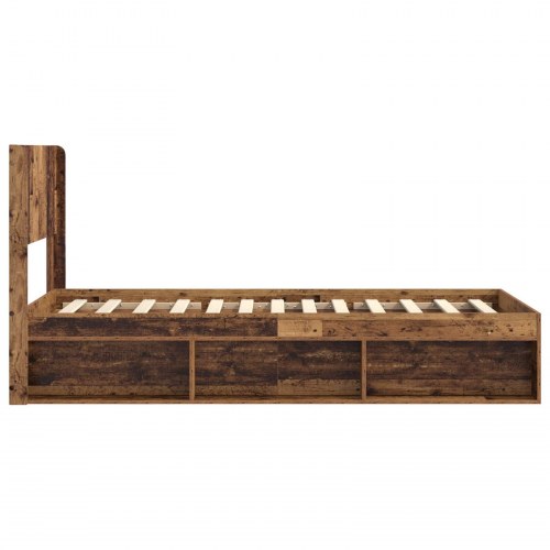 Sengestel med opbevaring og hovedgærde Gammelt træ 75 x 190 cm