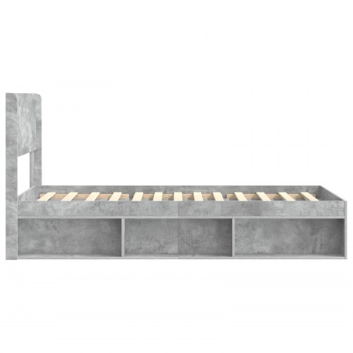 Sengestel med opbevaring og hovedgærde - betongrå 75 x 190 cm