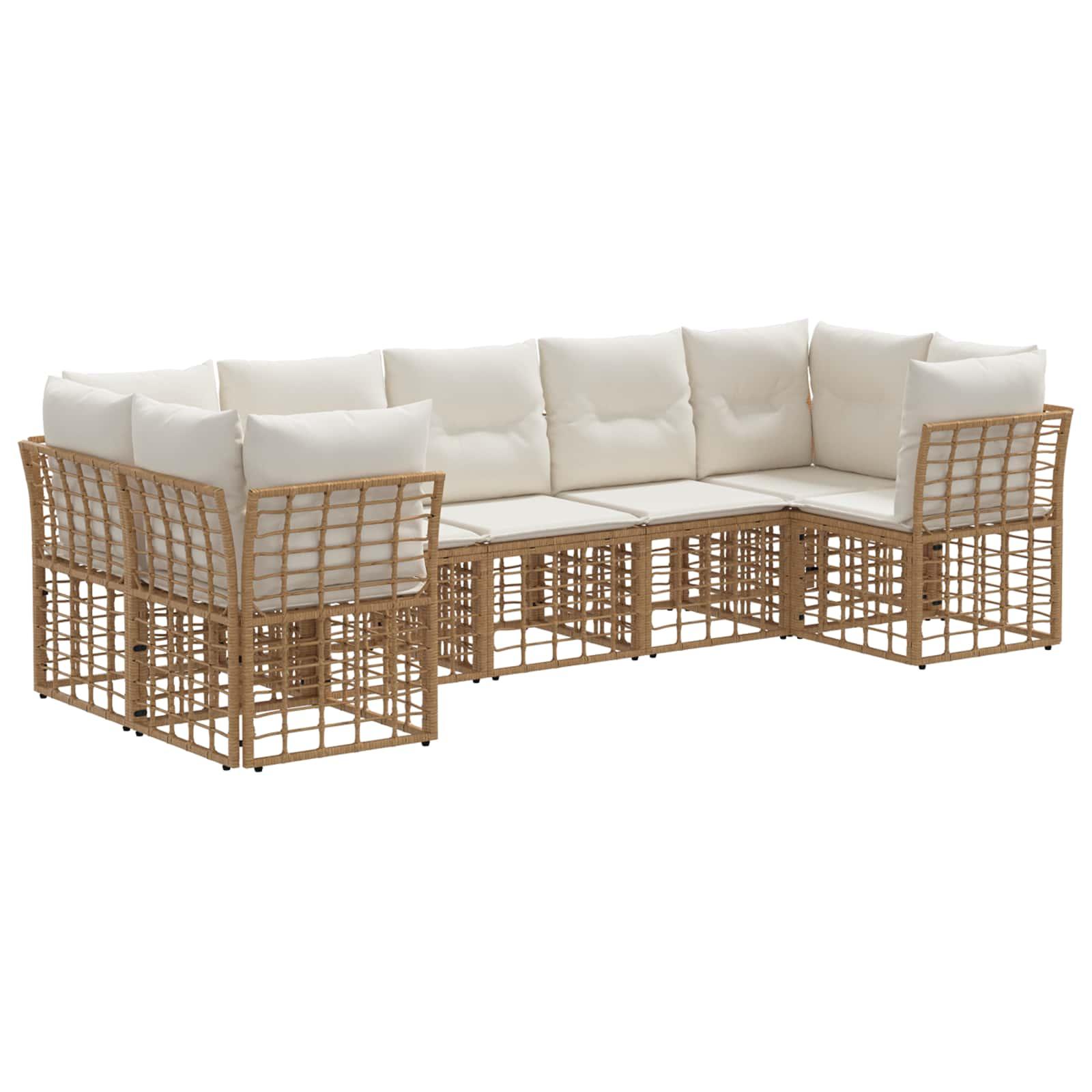 Udendørs sofagruppe 7 stk Naturlig og Creme Hvid Polyester