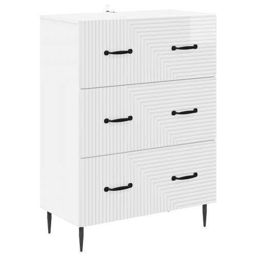 Skuffeskab Hvid højglans 66 x 34,5 x 89,5 cm Konstrueret træ