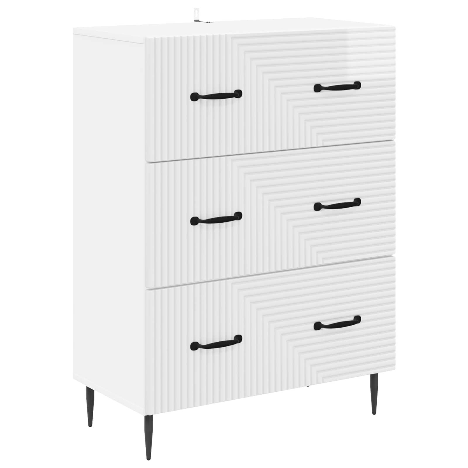 Skuffeskab Hvid højglans 66 x 34,5 x 89,5 cm Konstrueret træ