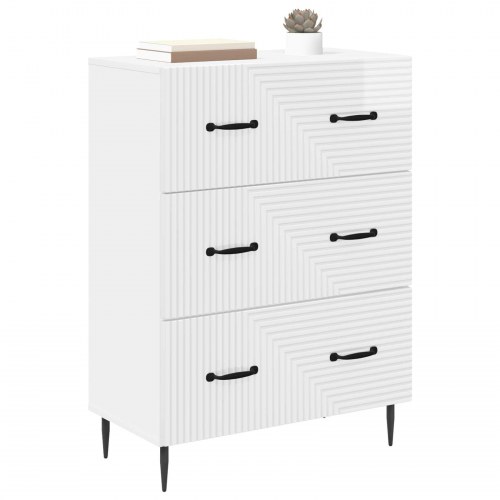 Skuffeskab Hvid højglans 66 x 34,5 x 89,5 cm Konstrueret træ