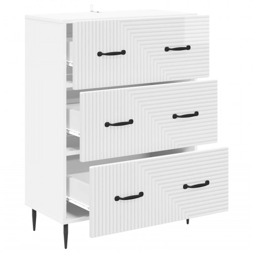 Skuffeskab Hvid højglans 66 x 34,5 x 89,5 cm Konstrueret træ