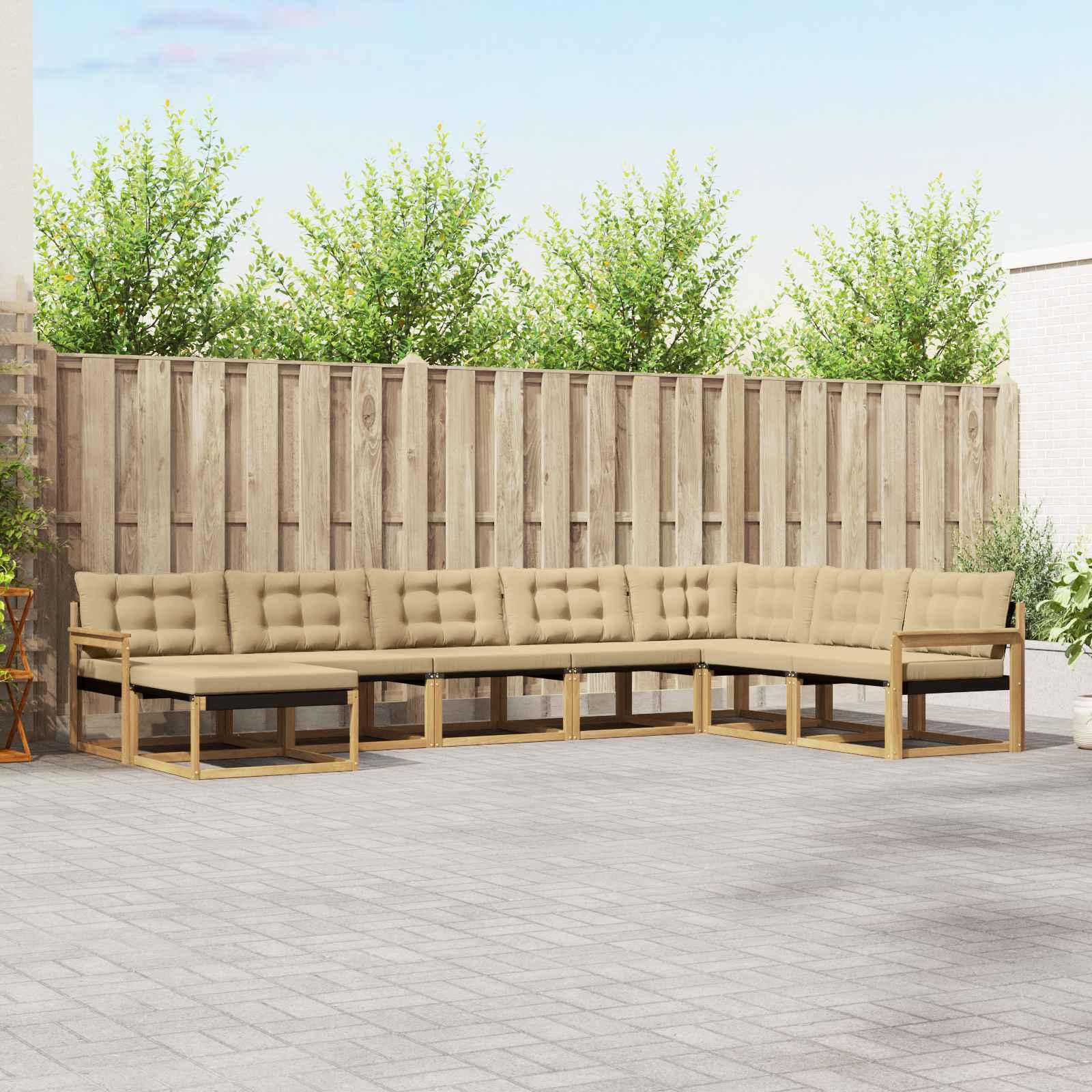Udendørs sofagruppe med pude 8 stk Hvid og Beige