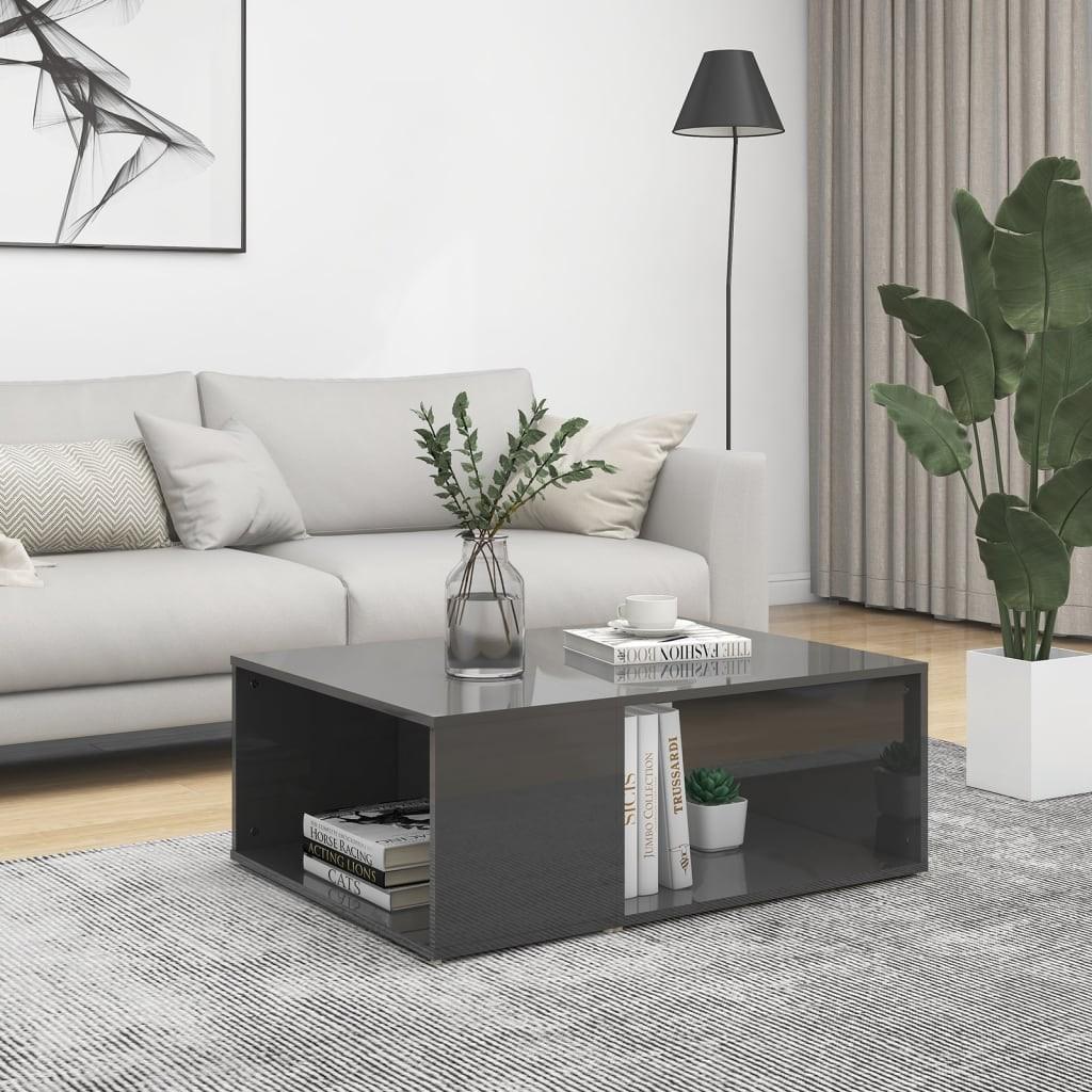 Sofabord 90x67x33 cm spånplade grå højglans