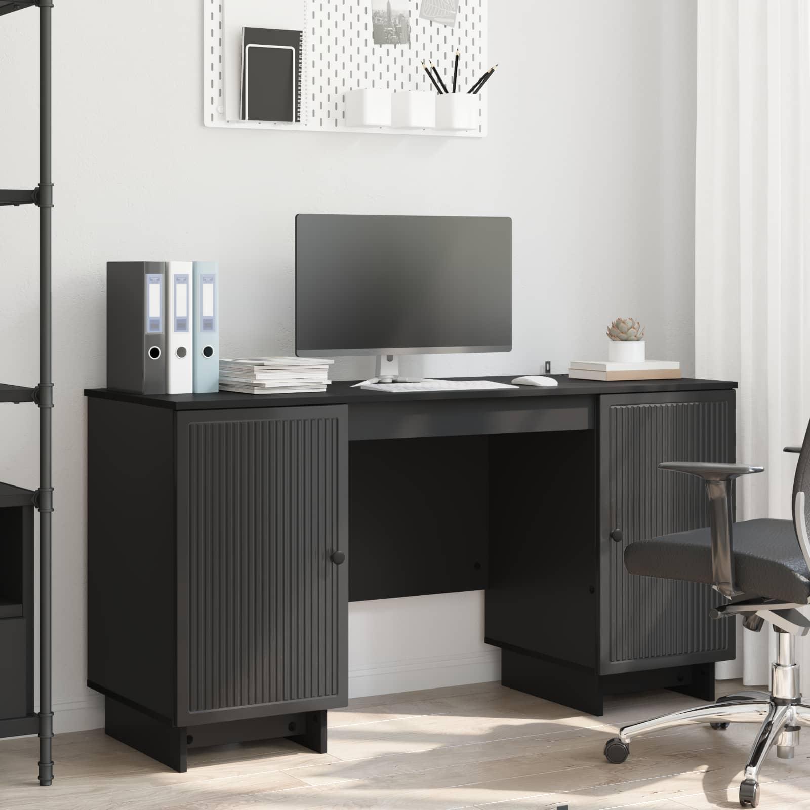 Skrivebord i sort konstrueret træ - 142,5 × 50 × 75 cm