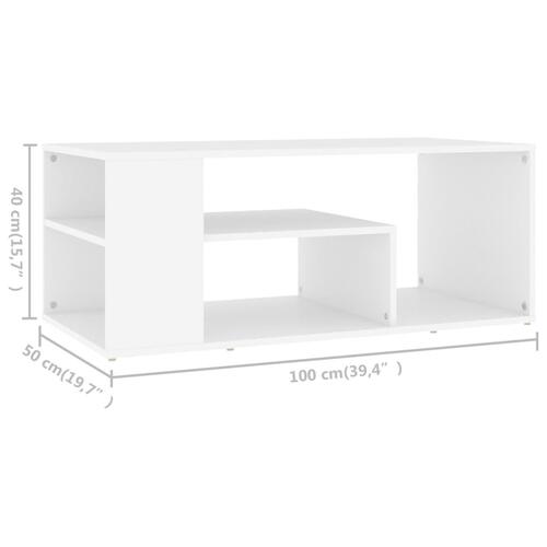Sofabord 100x50x40 cm spånplade hvid