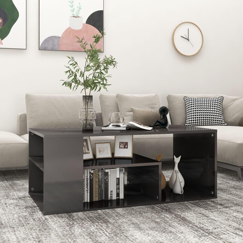 Sofabord 100x50x40 cm spånplade grå højglans