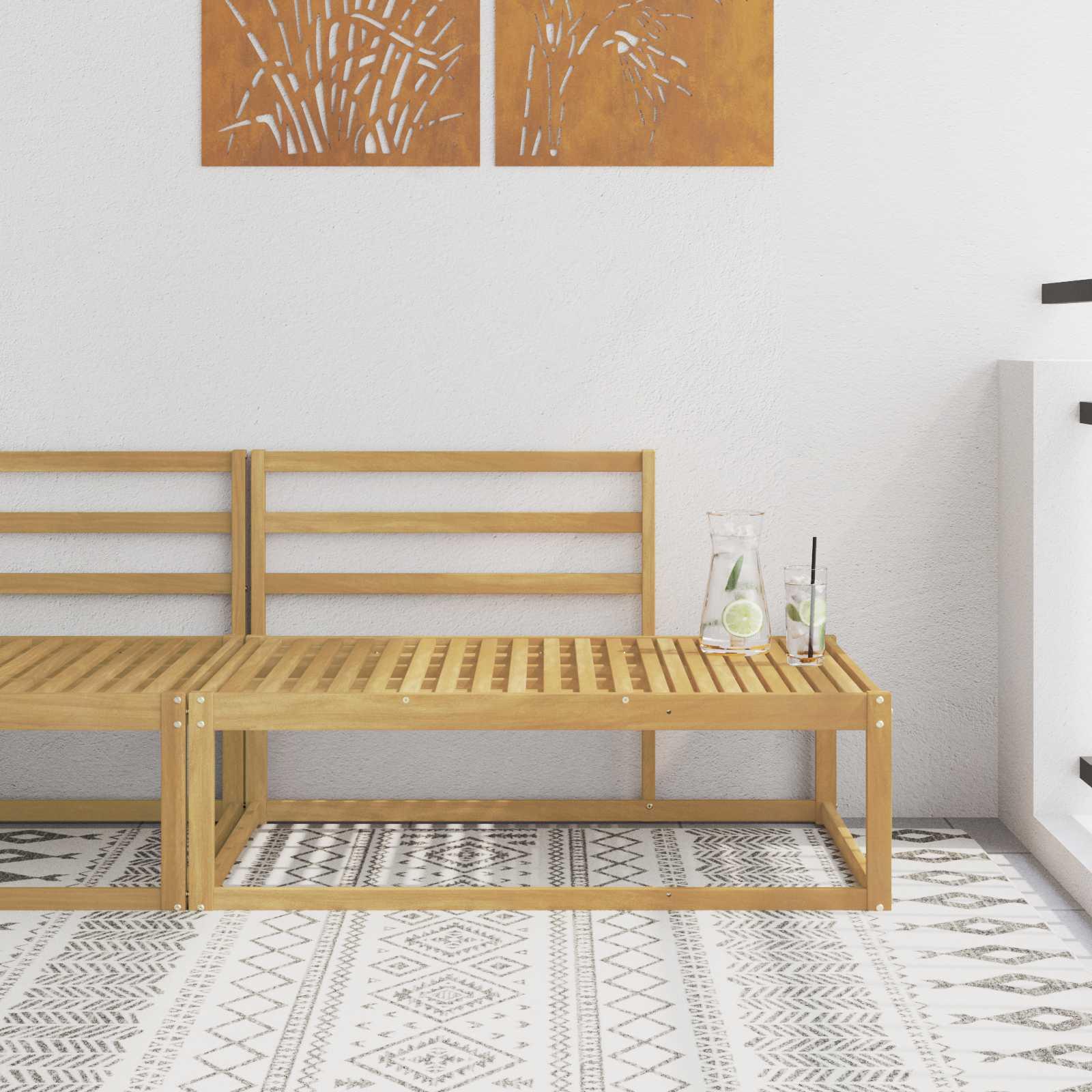 Udendørs Modulsofa Hvid 115 x 83 x 73 cm Massivt Akacietræ