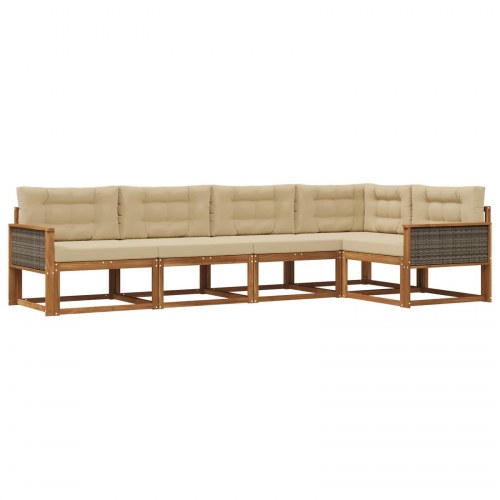 Udendørs sofagruppe med pude 5 stk Naturlig og Beige